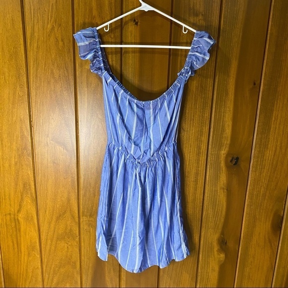 American Eagle: Striped Off The Shoulder Flowy Ruffle Slip Mini Dress Small - Picture 3 of 11